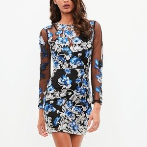 Black Floral Bodycon Mini Dress Missguided